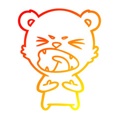 warm gradient line drawing angry cartoon bear
