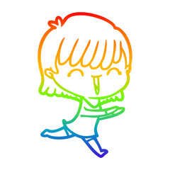 rainbow gradient line drawing cartoon woman
