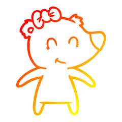 warm gradient line drawing female bear cartoon