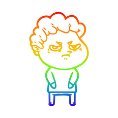 rainbow gradient line drawing cartoon angry man