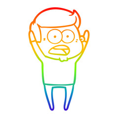 rainbow gradient line drawing cartoon shocked man