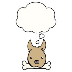 cartoon dog with bone and thought bubble