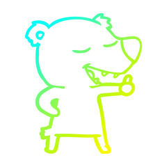 cold gradient line drawing cartoon bear