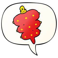 cartoon christmas decoration and speech bubble in smooth gradient style