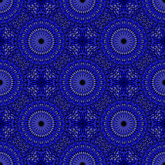 Seamless mandala mosaic ornament pattern design background - dark blue floral spiritual oriental elegant vector wallpaper graphic