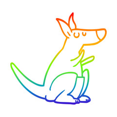 rainbow gradient line drawing cartoon kangaroo