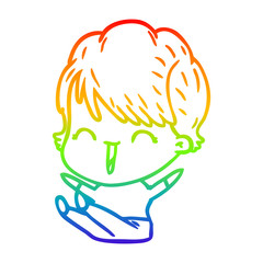 rainbow gradient line drawing cartoon laughing woman