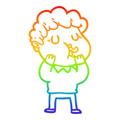 rainbow gradient line drawing cartoon man singing