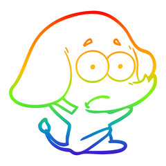rainbow gradient line drawing cartoon unsure elephant