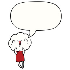 cute cartoon cloud head creature and speech bubble