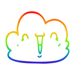 rainbow gradient line drawing cartoon happy cloud