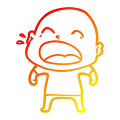 warm gradient line drawing cartoon shouting bald man