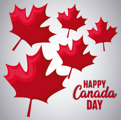 poster of happy canada day with maple leafs