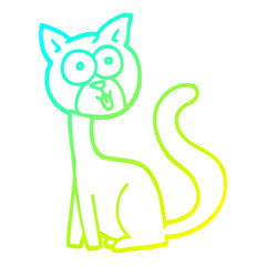 cold gradient line drawing funny cartoon cat
