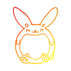 warm gradient line drawing cartoon rabbit
