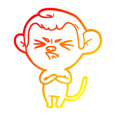 warm gradient line drawing cartoon annoyed monkey