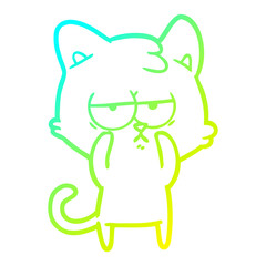cold gradient line drawing bored cartoon cat