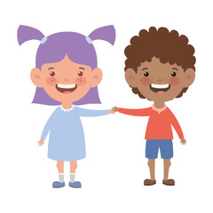 couple baby standing smiling on white background