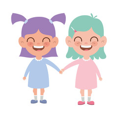 baby girls standing smiling on white background