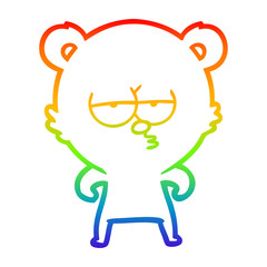 rainbow gradient line drawing bored polar bear cartoon