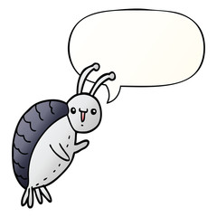 cartoon beetle and speech bubble in smooth gradient style