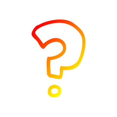 warm gradient line drawing cartoon question mark