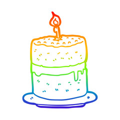 rainbow gradient line drawing cartoon cake