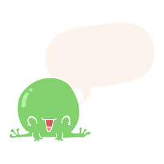 cartoon frog and speech bubble in retro style