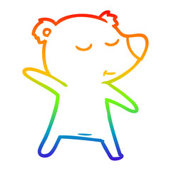 rainbow gradient line drawing happy cartoon bear