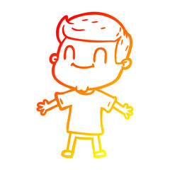 warm gradient line drawing cartoon friendly man