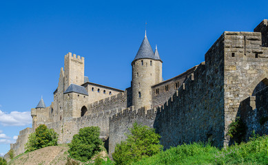 Fototapeta na wymiar The Citadel in Carcassonne, a medieval fortress in the french de