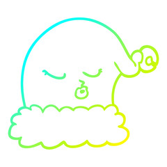 cold gradient line drawing cartoon christmas santa hat