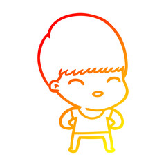 warm gradient line drawing happy cartoon boy