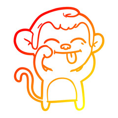 warm gradient line drawing funny cartoon monkey