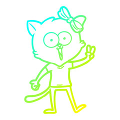 cold gradient line drawing cartoon cat