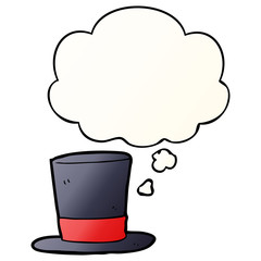 cartoon top hat and thought bubble in smooth gradient style