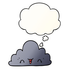 cute cartoon cloud and thought bubble in smooth gradient style