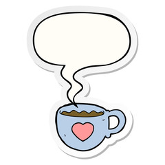 I love coffee cartoon cup and speech bubble sticker