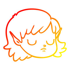 warm gradient line drawing cartoon elf girl