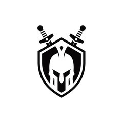 Shield and knight logo design concept.