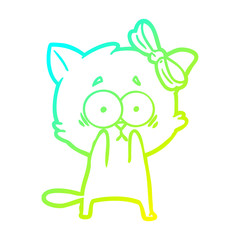 cold gradient line drawing cartoon cat