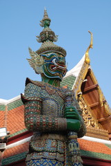 Bangkok, Thailand - 12.25.2012: Beautiful multi-colored sculptures and monuments in a Buddhist temple