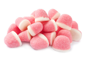 Sweet color jelly candies isolated on white