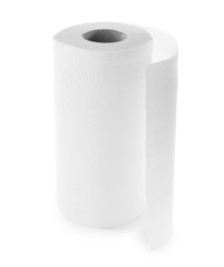 Roll of paper towels on white background