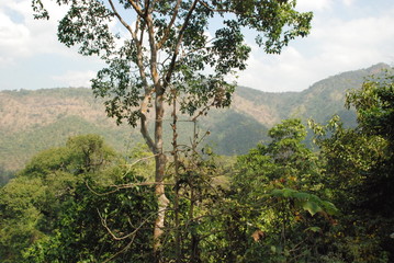 Beautiful view of the waterfalls near the River Kwai in Thailand