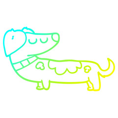 cold gradient line drawing cartoon dog