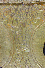 Restoration: gold restoration, old icon. close up. conservation of paintings. conservation of...