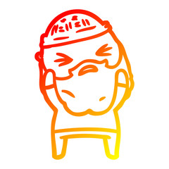 warm gradient line drawing cartoon man with beard