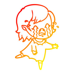 warm gradient line drawing cartoon crying vampire girl