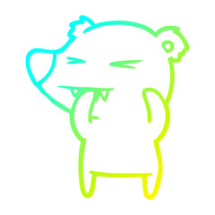 cold gradient line drawing angry bear cartoon